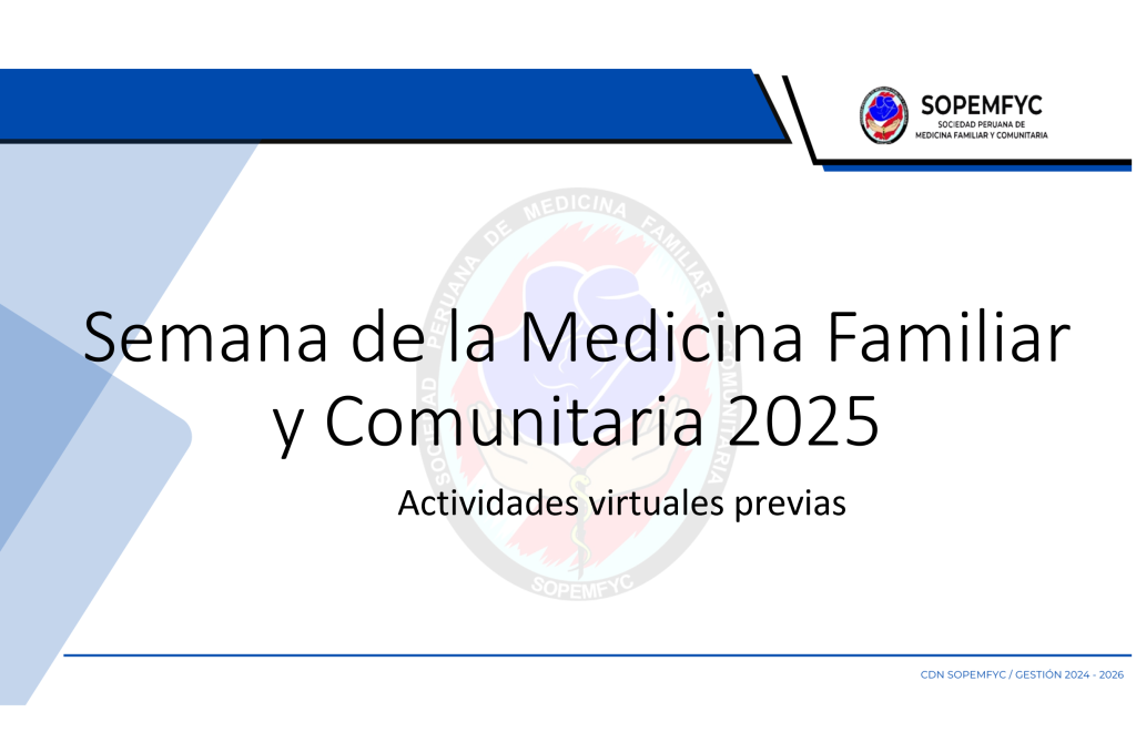 Semana de la Medicina Familiar y Comunitaria 2025 – Actividades virtuales previas